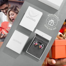 Load image into Gallery viewer, Leafael Infinity Love Heart Crystal Stud Earrings for Women, Silver Tone Fashion Statement Jewelry, Birthday Gifts for Mom Wife Her, Healing Stone for Protection, Rainbow Tourmaline Black
