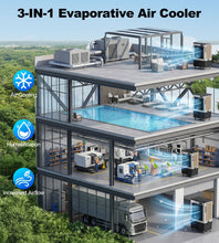 Load image into Gallery viewer, AKIRES 20600 CFM Large Swamp Cooler,Portable Evaporative Air Cooler for 3600 Sq.ft.,with Continuous Auto Fill,57.0-Gal Water Tank,120°Oscillation,3 Speeds,Cooling Fan for Outdoor,Indoor Use(69IN)
