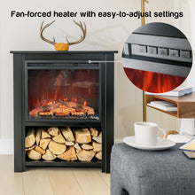 Load image into Gallery viewer, Innsbruck Electric LED Fireplace Stove - Décor Chimney Flue and Wood - 32" Wide x 38" Tall – Soot Black Finish - New 2024
