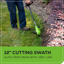 Load image into Gallery viewer, Greenworks 48V (24V x 2) 20" Brushless Cordless Lawn Mower + 12" String Trimmer + 320 CFM Leaf Blower Combo Kit with (2) 4.0Ah Batteries &amp; Dual Port Fast Charger
