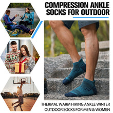 Load image into Gallery viewer, Welwoos Merino Wool Ankle Hiking Socks Thermal Warm Thick Winter Compression Support Running Cushion Athletic No Show Socks for Men Gifts Stocking Stuffers 6 Pairs(Deep Color Mixed,L)

