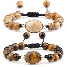 Load image into Gallery viewer, Tiger Eye Natural Picture Stone Bracelet Round Shape Pendant 8mm Beads For Men/Women Handmade Braided Bracelets&amp;Bangles Jewelry
