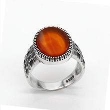 Load image into Gallery viewer, New 925 Sterling Silver Men Ring with Big Red Natural Onyx Stone Vintage Thai Silver Ring  for Man Women Turkish Jewelry
