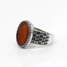 Load image into Gallery viewer, New 925 Sterling Silver Men Ring with Big Red Natural Onyx Stone Vintage Thai Silver Ring  for Man Women Turkish Jewelry
