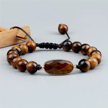 Load image into Gallery viewer, Tiger Eye Natural Picture Stone Bracelet Round Shape Pendant 8mm Beads For Men/Women Handmade Braided Bracelets&amp;Bangles Jewelry
