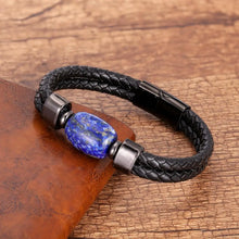 Load image into Gallery viewer, Charm Stone Bead Genuine Leather Bracelets For Men 2020 Fashion Stainless Steel Clasp Multilayer Rope Bracelet Male Jewelry Gift
