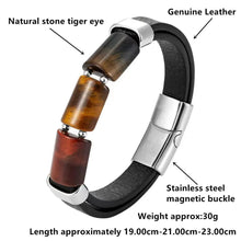 Load image into Gallery viewer, New Retro Style Lucky Natural Tiger Eye Stone Jewelry Men's Bracelet Stainless Steel Classic Leather Rope Bracelet
