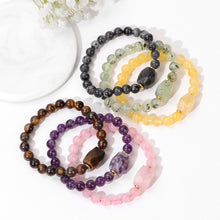 Load image into Gallery viewer, Square Stone Charm Bracelet Rose Pink Quartzs Citrines Beaded Stretch Bracelet Healing Reiki Natural Stone Bangles For Women Men
