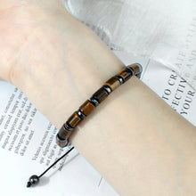Load image into Gallery viewer, New Blue Cylinder-Shaped Braided Bracelet Round Black Gallstone Spacer Agate Bangle Chain Women Men Natural Pulsera Jewelry Gift
