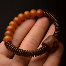 Load image into Gallery viewer, Natural Tibetan Dzi Bead Bangle Amulet Bless Eyes Tibet Fengshui Dzi Bead Bracelet Lucky Apotropaion
