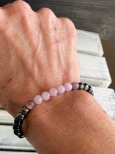 Load image into Gallery viewer, Black Tourmaline, Hematite, Rose Quartz &amp; Lepidolite Bracelet/Healing, Depression, Anxiety, Protection, Empath
