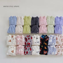 Load image into Gallery viewer, Winter Children Home Furnishing Long-sleeved Trousers Set Thickened Warm Solid Color Boys Girls Home Clothes
