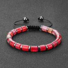 Load image into Gallery viewer, New Blue Cylinder-Shaped Braided Bracelet Round Black Gallstone Spacer Agate Bangle Chain Women Men Natural Pulsera Jewelry Gift
