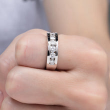 Load image into Gallery viewer, AnuJewel 4mm Moissanite Wedding Band 925 Sterling Silver Lab Created Diamond Band Ring Men Women Ring Customized Jewelry
