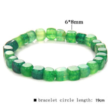 Load image into Gallery viewer, High Quality Natural Stone Tourmaline Agates Bracelet for Women Men Cube Bead Elastic Bracelets Square Smooth Stone Bracelets
