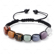 Load image into Gallery viewer, Natural Lava Stone Beads Healing Balance Charm Bracelet 7 Chakra Tiger Eye Beaded Bracelets Tibetan Buddha Prayer for Women Men

