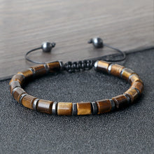 Load image into Gallery viewer, Men Cylindrical Tiger Eye Stone Bracelet Nature Stripe Agate Stone Beads Bracelet Charm Women Reiki Healing Jewelry Gift Pulsera
