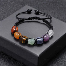 Load image into Gallery viewer, Natural Lava Stone Beads Healing Balance Charm Bracelet 7 Chakra Tiger Eye Beaded Bracelets Tibetan Buddha Prayer for Women Men
