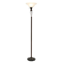 Load image into Gallery viewer, CO-Z Antique Bronze Torchiere Floor Lamp with Glass Shade, Tall Torch Lamp for Living Room Corner Bedroom Office, 71" Uplight Task Standing Lamp with LED Bulb, 3 Way Pole Floor Light

