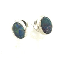Load image into Gallery viewer, Genuine Australian Blue, Green Opal 925 Solid Sterling Silver Earrings 6mm
