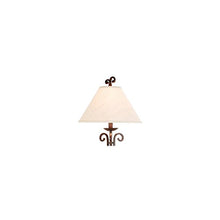 Load image into Gallery viewer, Traditional Floor Lamp with Table Iron Rust Scroll Wooden Off White Flared Bell Shade for Living Room Reading - Franklin Iron Works
