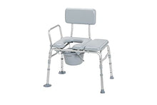 Load image into Gallery viewer, Drive Medical 12005KDC-1 Transfer Bench Commode Chair for Toilet with Padded Seat, Gray
