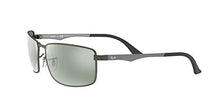 Load image into Gallery viewer, Ray-Ban Men's RB3498 Metal Rectangular Sunglasses, Matte Gunmetal/Polarized Silver Flash, 61 mm
