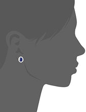 Load image into Gallery viewer, Sterling Silver Blue and White Created Sapphire Oval Earrings
