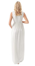 Load image into Gallery viewer, Maternity Dress for Baby Shower Womens Maxi Dresses Casual Wear Sleeveless Empire Waist Fitted Side Split Photoshoot Dress White

