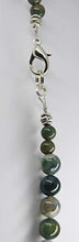 Load image into Gallery viewer, Moss Agate jewelry beaded pendant necklace set handcrafted one of a kind peace signs 25" long
