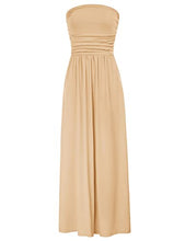 Load image into Gallery viewer, GRACE KARIN Women Strapless Ruched Maxi Dress with Pocket Size XL Light Coffee

