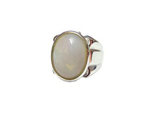 Load image into Gallery viewer, Opal Men Ring Natural Ethiopian Opal Ring 12x16 mm Oval 9 Ct Opal Statement Ring Heavy Silver Opal Men's Ring Sterling Silver Opal Ring Large Opal Statement Ring
