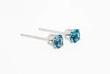 Load image into Gallery viewer, 6mm Blue Zircon Stud Earrings in Sterling Silver - December Birthstone
