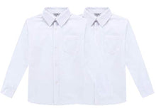 Load image into Gallery viewer, Bienzoe Boy's School Uniform Long Sleeve Oxford Shirt 2Pcs Pack White 12
