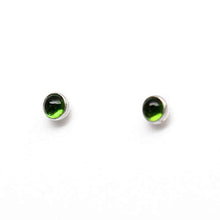 Load image into Gallery viewer, Chrome Diopside Stud Earrings, Tiny 3mm Green Studs in Sterling Silver
