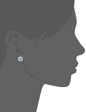 Load image into Gallery viewer, Sterling Silver Genuine Swiss Blue Topaz and Created White Sapphire Halo Cushion Stud Earrings
