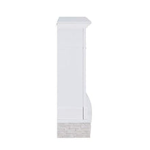 Load image into Gallery viewer, SEI Furniture Jacksdale Faux Stone Accent Electric Hidden Media Shelf Fireplace, White
