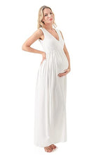 Load image into Gallery viewer, Maternity Dress for Baby Shower Womens Maxi Dresses Casual Wear Sleeveless Empire Waist Fitted Side Split Photoshoot Dress White
