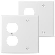 Load image into Gallery viewer, Bates- 2-Gang Combination Wall Plate, 2 Pack, 1 Duplex/1 Blank Standard Size, 2 Gang Wall Plate, Outlet Covers, Wall Plates, Outlet Wall Plate, Double Gang Wall Plate, Outlet Cover 2 Gang.
