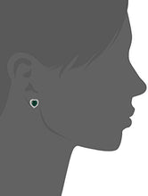 Load image into Gallery viewer, Sterling Silver Created Emerald and Created White Sapphire Halo Heart Stud Earrings
