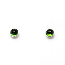 Load image into Gallery viewer, Chrome Diopside Stud Earrings, Tiny 3mm Green Studs in Sterling Silver
