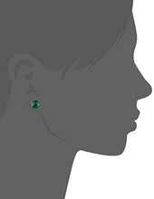 Load image into Gallery viewer, 14k White Gold Cushion-Cut Checkerboard Created Emerald Stud Earrings (8mm)
