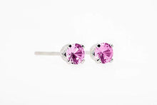 Load image into Gallery viewer, 6mm Light Pink Tourmaline Gemstone Stud Earrings in Sterling Silver - October Birthstone
