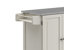 Load image into Gallery viewer, Homestyles Kitchen Cart with Stainless Steel Metal Top Rolling Mobile Kitchen Island with Storage and Towel Rack 54 Inch Width Off White
