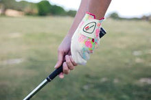 Load image into Gallery viewer, BIRDIE TOWN JUPITER Women’s Golf Glove - Breathable Synthetic Leather - One Size Fits Most (Tropical, Worn on Left Hand (Right Handed Golfer))
