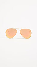 Load image into Gallery viewer, Ray-Ban Women's RB3025 Classic Aviator Mirrored Matte Sunglasses, Matte Gold/Red Mirror, One Size
