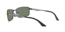 Load image into Gallery viewer, Ray-Ban Men's RB3498 Metal Rectangular Sunglasses, Matte Gunmetal/Polarized Silver Flash, 61 mm

