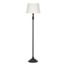 Load image into Gallery viewer, Amazon Brand – Ravenna Home Metal Living Room Slim Standing Floor Lamp With LED Light Bulb - 59.25 Inches, Dark Bronze With Off-White Shade

