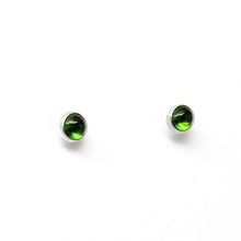 Load image into Gallery viewer, Chrome Diopside Stud Earrings, Tiny 3mm Green Studs in Sterling Silver
