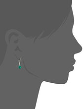 Load image into Gallery viewer, Sterling Silver Round Checkerboard Cut Created Emerald Leverback Earrings (6mm)

